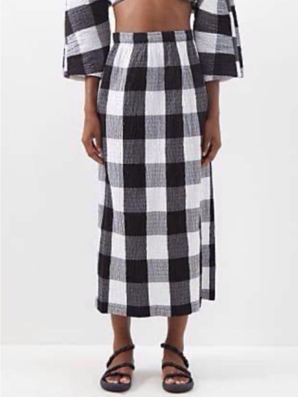 Gingham Mara Hoffman Denise Maxi Skirt SZ M - Picture 2 of 6